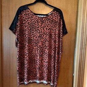 Torrid Leopard Print Blouse with Black Lace